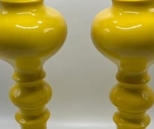 New Spindle / Bubble Yellow Candleholders: Set of 2.