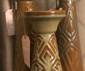Pattern Designed Tribal Candleholders: Set of 3