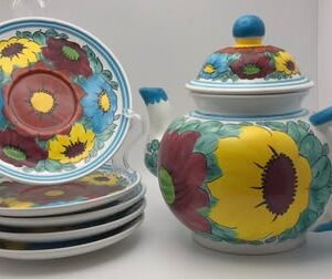 Sunflower Teapot and Saucer Set by Juan F. Guerrero B DoLores HG Mexico:10pcs