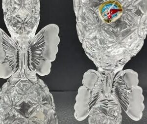 Vintage Hofbauer Crystal Butterfly Angels Candleholders: Set of 2