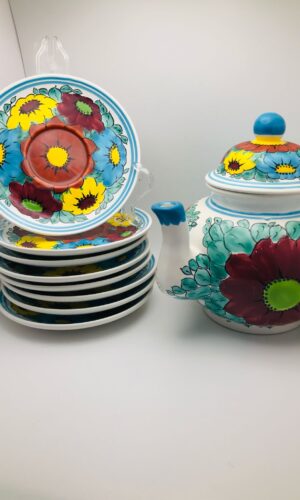 Sunflower Teapot and Saucer Set by Juan F. Guerrero B DoLores HG Mexico