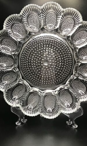 Vintage Hobnail Thousand Eye Deviled Egg and Relish Tray