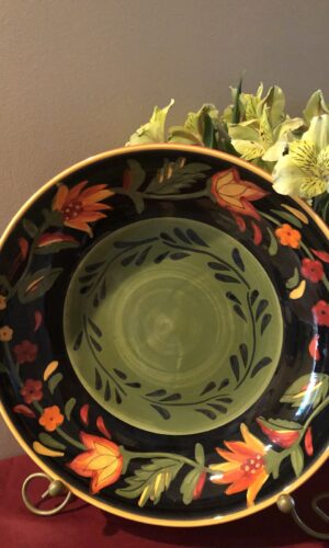 Designer 222 Fifth 13" Pasta Bowl Arabian Flower