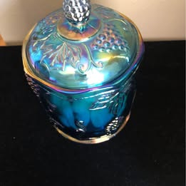 Iridescent Fenton Canister Candy Dish
