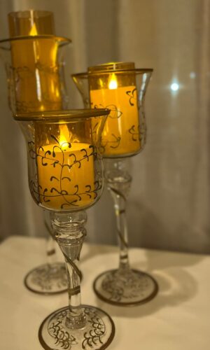 Hurricane Stem Candleholders: Set of 3