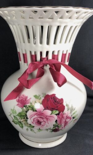 Formalities by Baum Bros. Rose Vase Gold Trim Medium