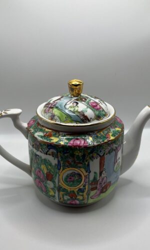Vintage Oriental Teapot with Strainer