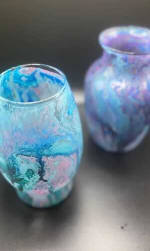 Blue Purple Tie-Dyed Glass Vases