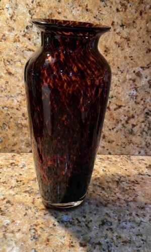 Pampa Bay Leopard Animal Print Tall Vase/Tortoiseshell Amber Brown