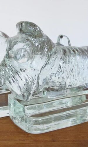 Rare Collectible Glass Scottie Dog Bookends/Paperweight