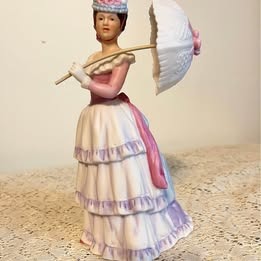 Porcelain Victorian Lady Vintage Homco, #1431 With Parasol Umbrella