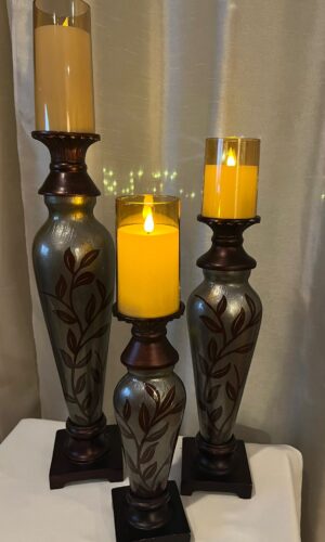 Mahogany Shimmering Tall Candleholders 3 pc set